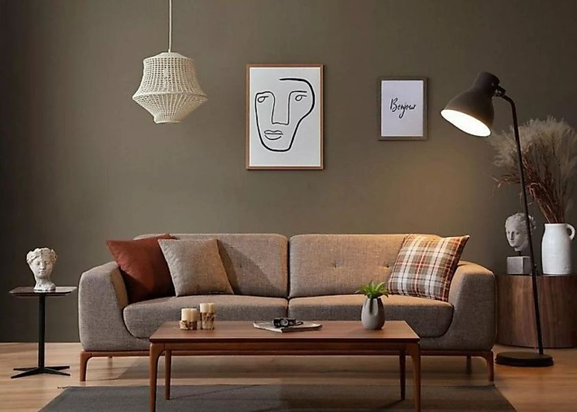 JVmoebel 3-Sitzer Sofa 3 Sitzer Polstersofa Grau Textill Sitz Design Stoff günstig online kaufen