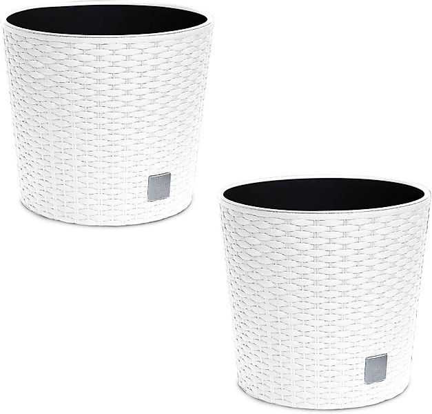 astor24 Blumentopf 2x Blumentopf Rattan Blumenkübel Pflanzentopf (Blumentop günstig online kaufen