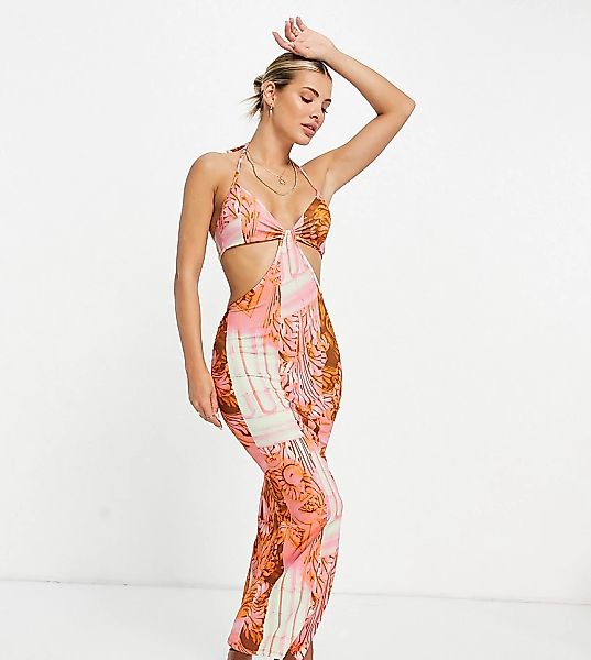 AsYou – Geschmeidiges Midaxi-Kleid mit seitlichem Zierausschnitt und Print günstig online kaufen