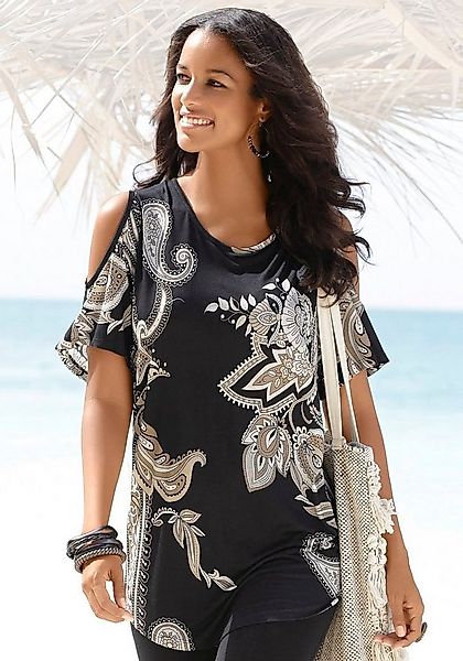 LASCANA Longshirt mit Cut-outs an den Schultern, Alloverprint, Shirtkleid, günstig online kaufen