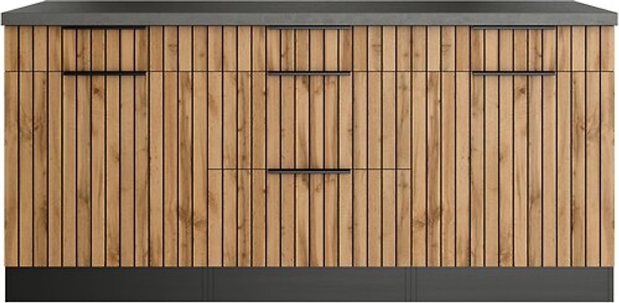 KOCHSTATION Unterschrank »KS-Lagos« Breite 180 cm, 2 Türen, 2 Auszüge, 3 Sc günstig online kaufen