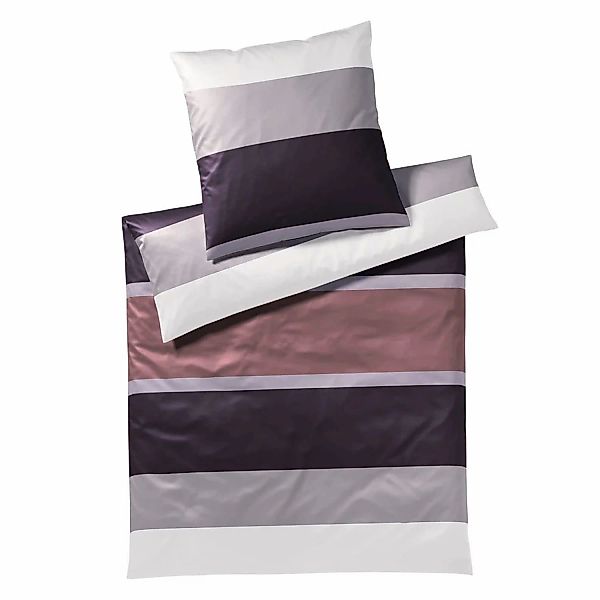 JOOP! Mako Satin Bettwäsche Mood 4095-1 Streifen Beere Flieder 135x200 günstig online kaufen