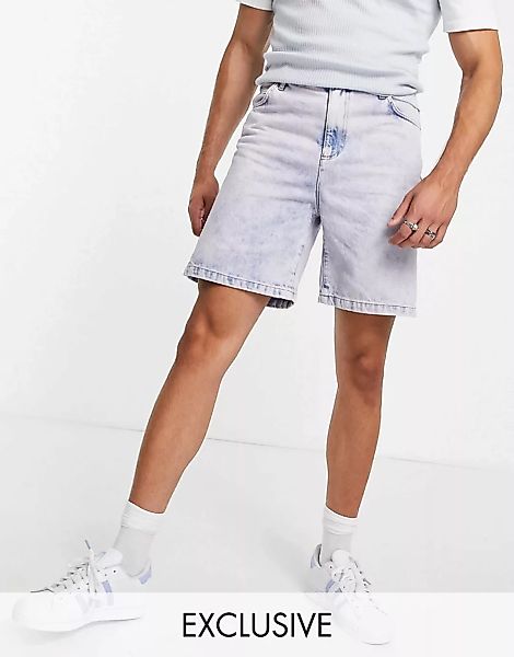 COLLUSION – Extrem weite, gebleichte Shorts im 90er-Stil-Blau günstig online kaufen