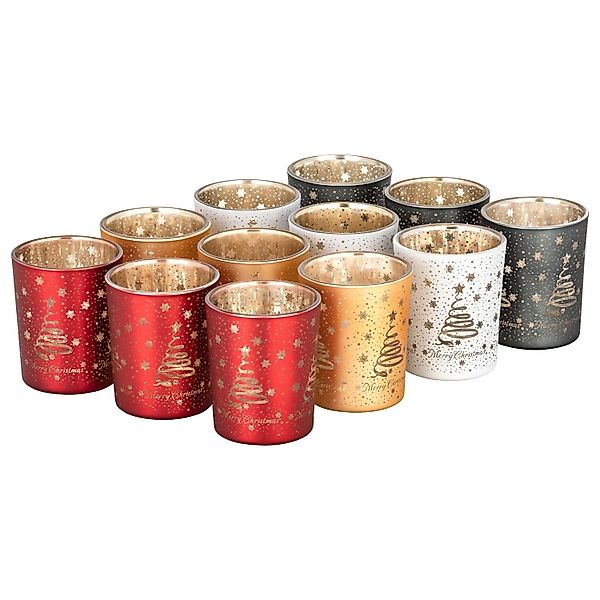 Kamelio Teelichthalter 12er Set Teelichtgläser bunt günstig online kaufen
