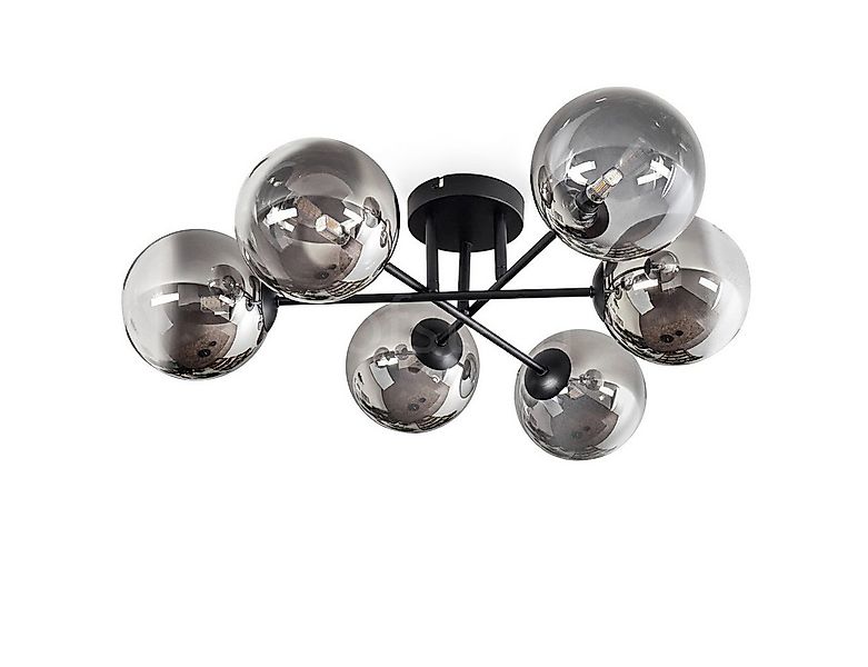 hofstein Deckenleuchte Deckenlampe aus Metall/Glas in Schwarz/Rauchfarben/K günstig online kaufen