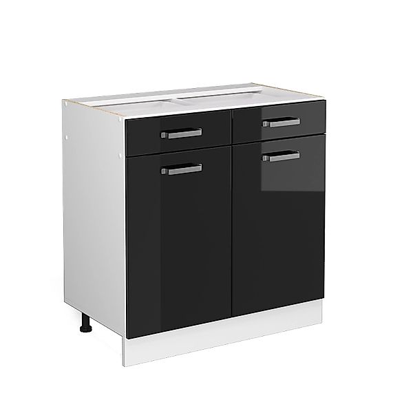 Vicco Küchenunterschrank R-Line Schwarz Hochglanz 80 cm ohne Arbeitsplatte günstig online kaufen