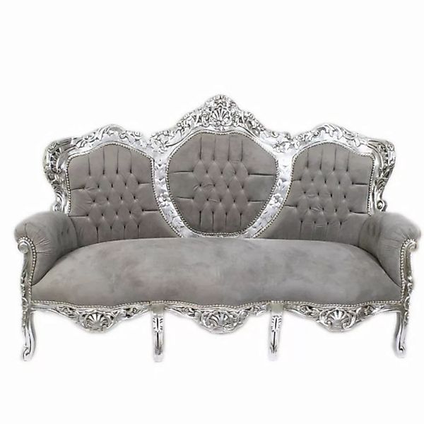 Casa Padrino 3-Sitzer Barock 3-er Sofa "King" Grau / Silber - Barock Möbel günstig online kaufen