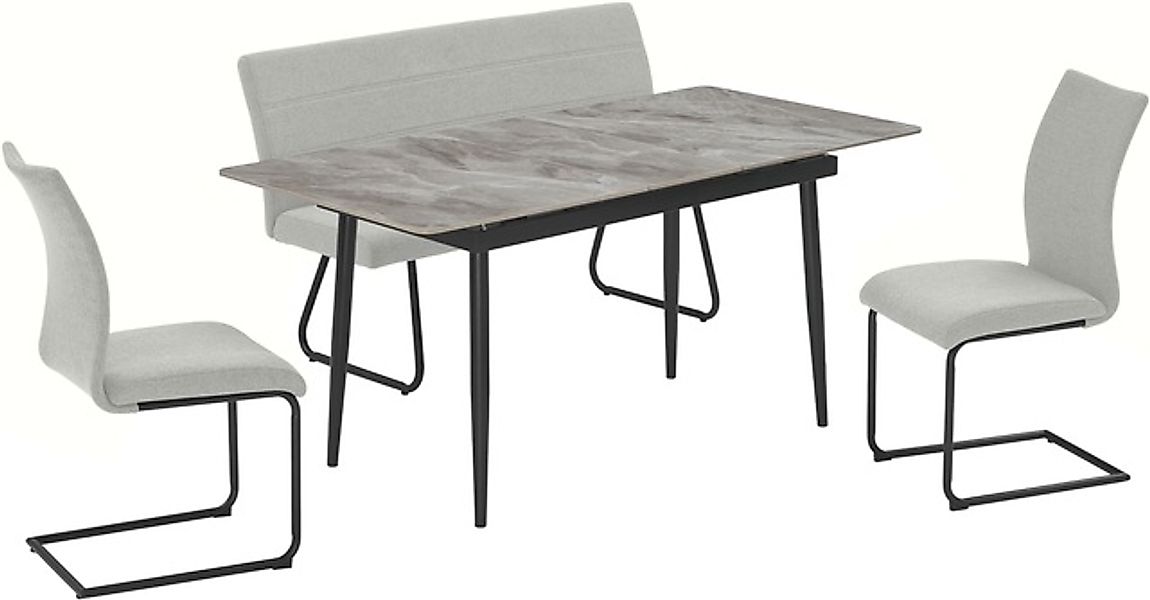 OTTO home Essgruppe »Stevian« Set, Ausziehbarer Esstisch + Bank + 2 Stühle, günstig online kaufen