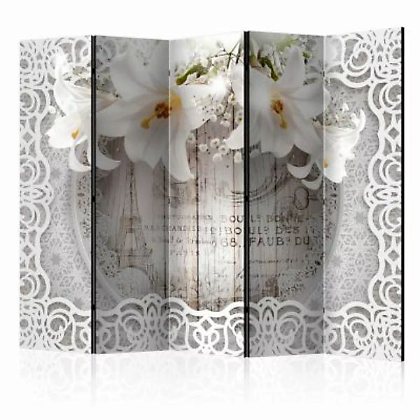 artgeist Paravent Lilies and Quilted Background II [Room Dividers] weiß/gra günstig online kaufen