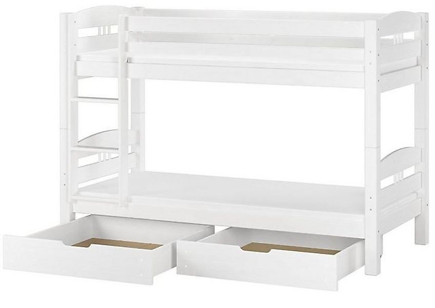 ERST-HOLZ Etagenbett Etagenbett 90 x 200 Kiefer Weiß Rollroste Matratzen Be günstig online kaufen