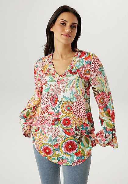 Aniston SELECTED Schlupfbluse mit langen, weit ausgestellten Trompetenärmel günstig online kaufen