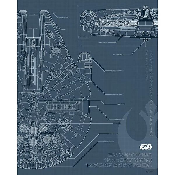 Komar Wandbild Star Wars Blueprint Falcon Star Wars B/L: ca. 40x50 cm günstig online kaufen