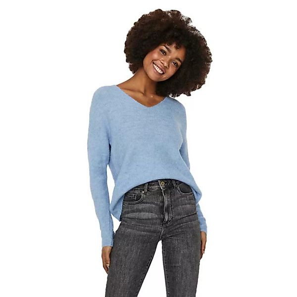 Vero Moda Crew Lefile V-ausschnitt-sweater XS Placid Blue / Melange günstig online kaufen