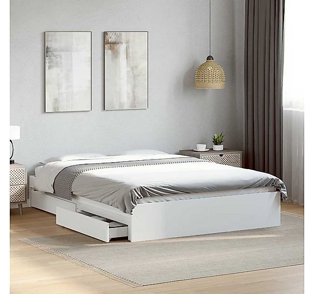 furnicato Bettgestell mit Schubladen Weiß 120x200 cm Holzwerkstoff (1-tlg) günstig online kaufen