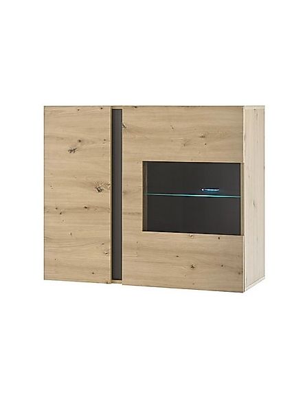 Furn.Design Hängeschrank Louna (Hängevitrine in Eiche Artisan und Graphit g günstig online kaufen
