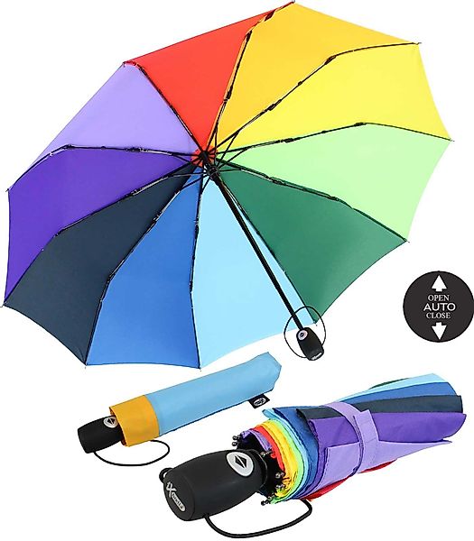 iX-brella Taschenregenschirm Regenbogen-Schirm 10-teilig extra stabil günstig online kaufen