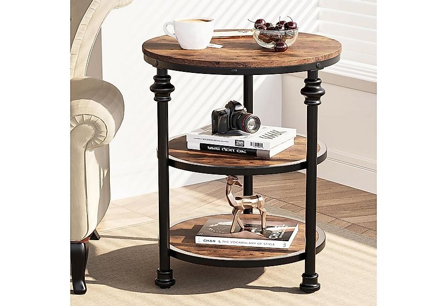 GarveeMore Beistelltisch Rund Holz,Couchtisch mit 3 Ebenen Sofatisch aus Ho günstig online kaufen