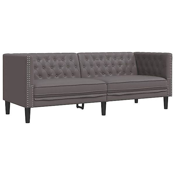 vidaXL Chesterfield-Sofa, Chesterfield-Sofa 3-Sitzer Grau Kunstleder günstig online kaufen