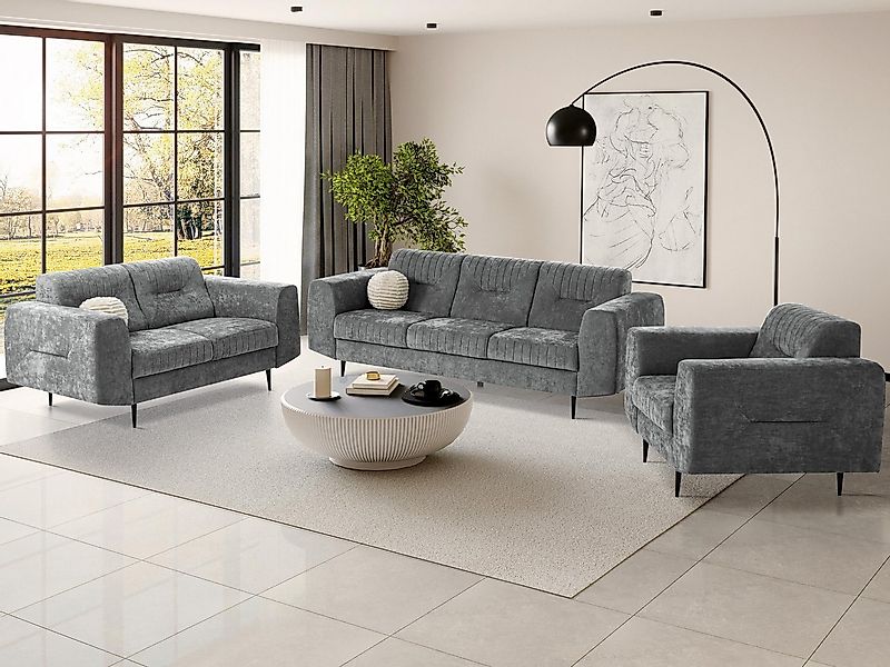 Beautysofa Polstergarnitur im modernen Stil auf hohen Metallbeinen VENEZIA, günstig online kaufen