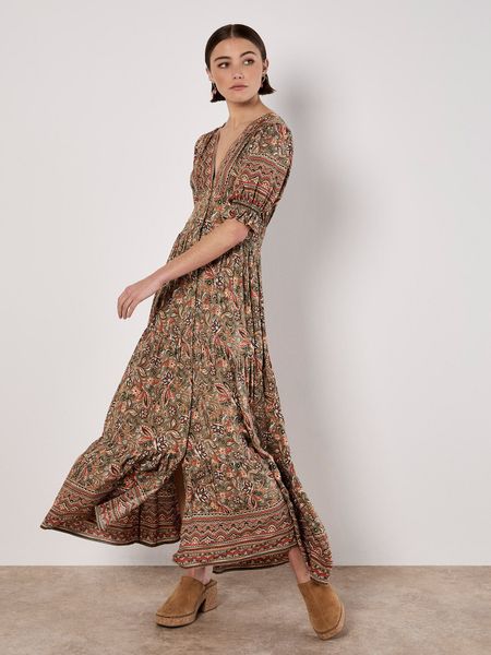 Apricot Druckkleid Sarasa Sommerkleid, mit Blumenmuster günstig online kaufen