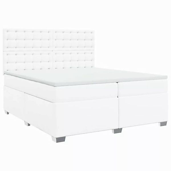 vidaXL Boxspringbett, Boxspringbett mit Matratze Weiß 200x200 cm Kunstleder günstig online kaufen