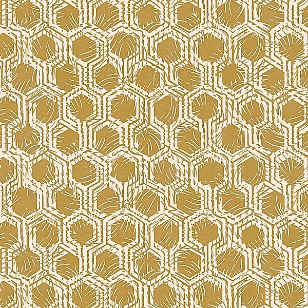 Bricoflor Goldene Tapete mit Sechseck Muster Elegante Vliestapete mit Hexag günstig online kaufen
