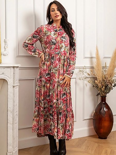 ANNIS Fashion & Accessoires Maxikleid "HIBISCUS GLOW" (1-tlg) NEU, Viskose, günstig online kaufen