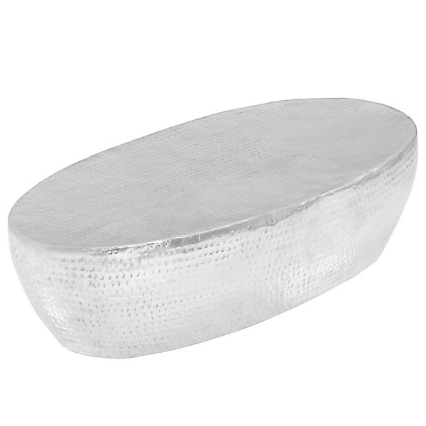 vidaXL Couchtisch Silber gehämmert 100 x 50 x 28 cm Aluminium 246506 günstig online kaufen