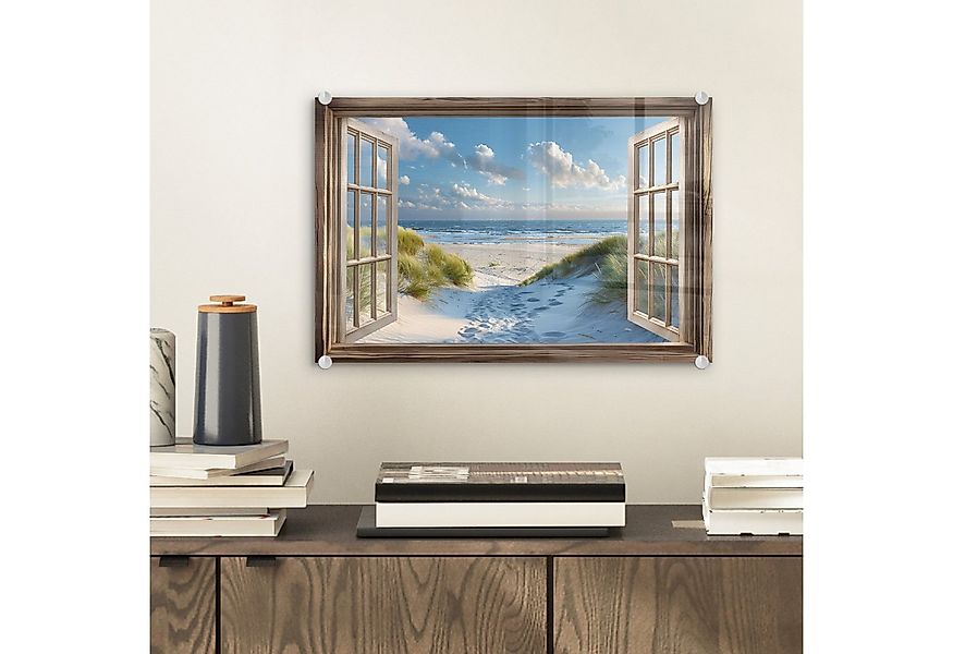 MuchoWow Acrylglasbild Aussicht - Strand - Fenster - Dünen - Meer, Inkl. Au günstig online kaufen