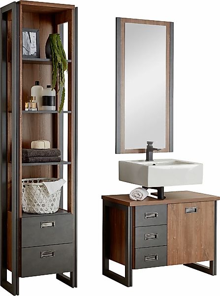 Home affaire Badmöbel-Set "Detroit, Bad im Industrialdesign, 3-teiliges Bad günstig online kaufen