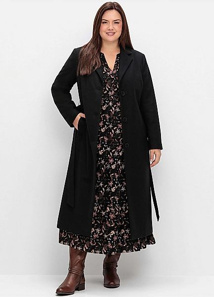 Sheego Langmantel Mantel tailliert, mit Bindegürtel günstig online kaufen