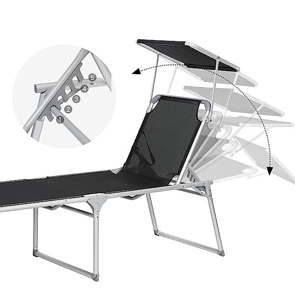 SONGMICS Gartenliege, Liegestuhl,Aluminium,groß,65x200x48cm,verstellbar günstig online kaufen
