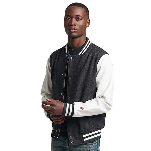 Superdry Wool Varsity Baseball Jacke XL Charcoal Marl / Ecru günstig online kaufen
