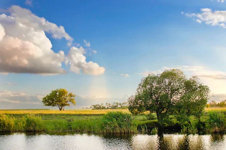 Papermoon Fototapete »Fluss bei Feldern« günstig online kaufen