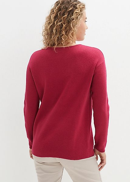bonprix Strickpullover "Milano Rib Pullover mit Rundhals" aus Baumwolle und günstig online kaufen