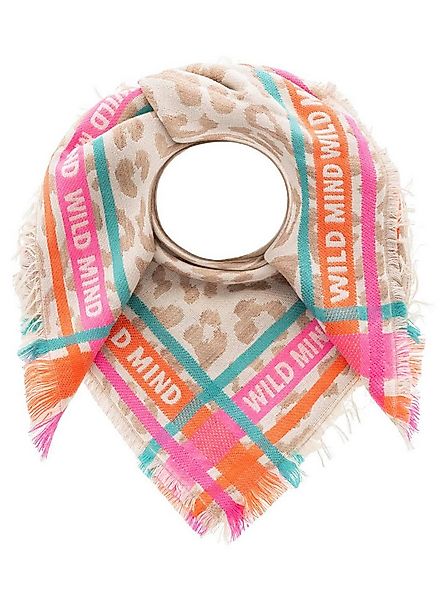 Zwillingsherz Modetuch Viereck "Wild Mind", mit Schriftzug und Leo Muster günstig online kaufen
