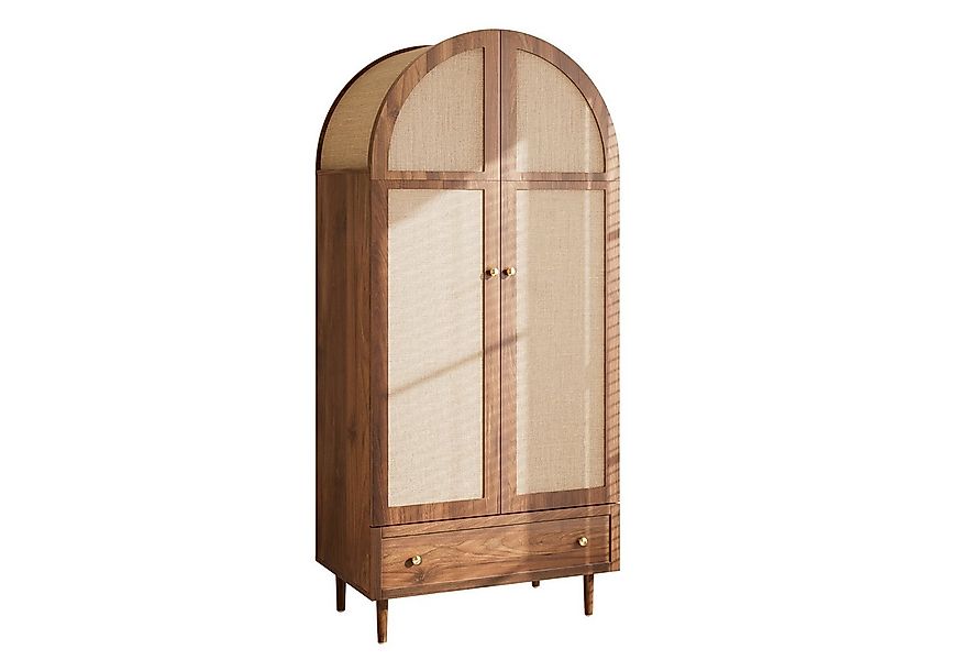 REDOM Kleiderschrank mit massiven Holzfüßen (Garderoben-Set, 1-St., Walnuss günstig online kaufen
