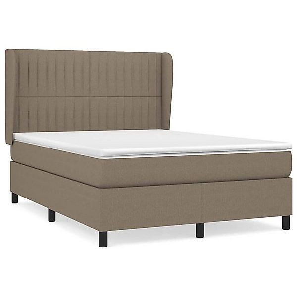 vidaXL Boxspringbett, Boxbett mit Matratze Taupe 140x200 cm Stoff günstig online kaufen