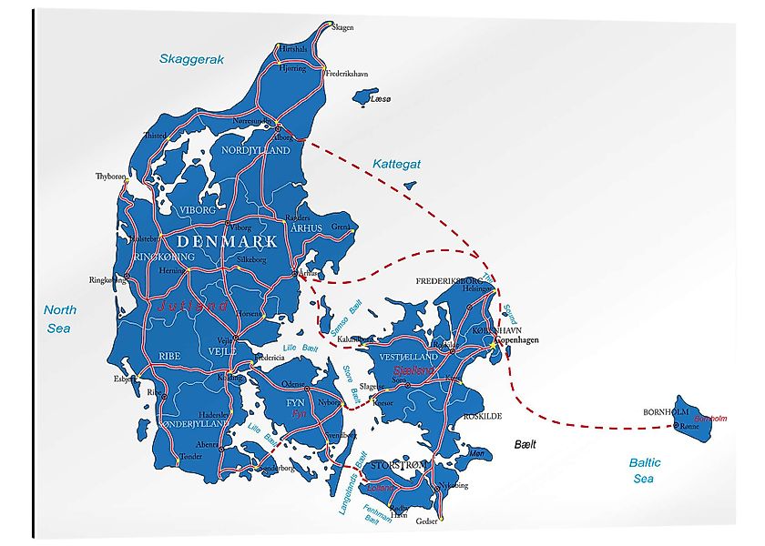 Posterlounge Poster Editors Choice, Dänemark Karte, günstig online kaufen