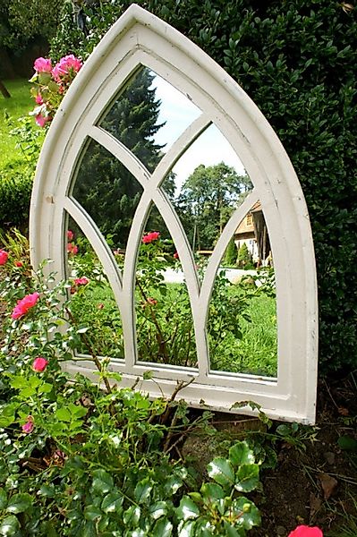 Antikas Wanddekoobjekt Spiegel, Spiegelfenster mit gothischem Holzrahmen​ i günstig online kaufen