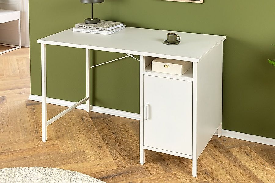 riess-ambiente Schreibtisch DURA STEEL 100cm weiß - Metall, Stauraum, zeitl günstig online kaufen