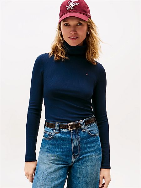 Tommy Hilfiger Langarmshirt "SLIM 5X2 RIB ROLL-NK LS", in gerippter Struktu günstig online kaufen