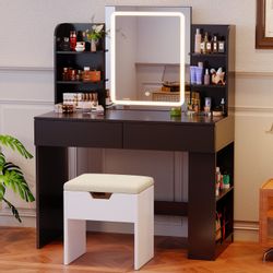 HOMALL Schminktisch mit Spiegel, LED-Beleuchtung, einstellbare günstig online kaufen