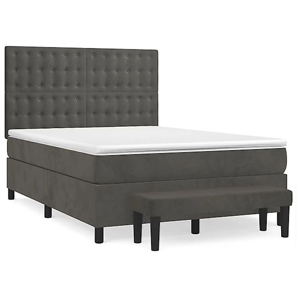 vidaXL Boxspringbett mit Matratze Dunkelgrau 140x190 cm Samt1399767 günstig online kaufen