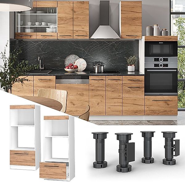 Vicco Mikrowellenumbauschrank Fame-Line, Goldkraft Eiche/Weiß, 60 günstig online kaufen