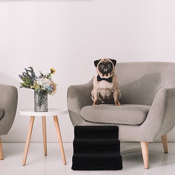 relaxdays Haustiertreppe Hundetreppe 3 Stufen, Schwarz günstig online kaufen