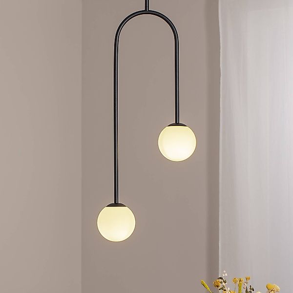 Hängeleuchte Nave, schwarz, Metall, Glas, 2-flammig günstig online kaufen