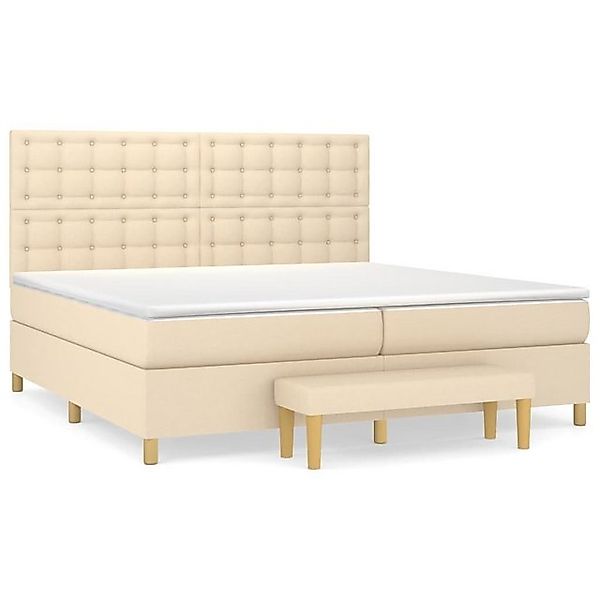 vidaXL Boxspringbett Boxspringbett mit Matratze Creme 200x200 cm Stoff Bett günstig online kaufen