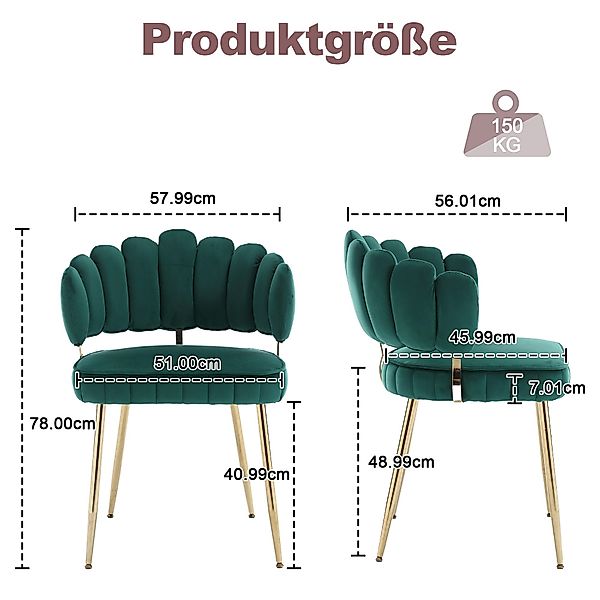 LVHOM Esszimmerstuhl Set mit goldenen Metallbeinen, günstig online kaufen