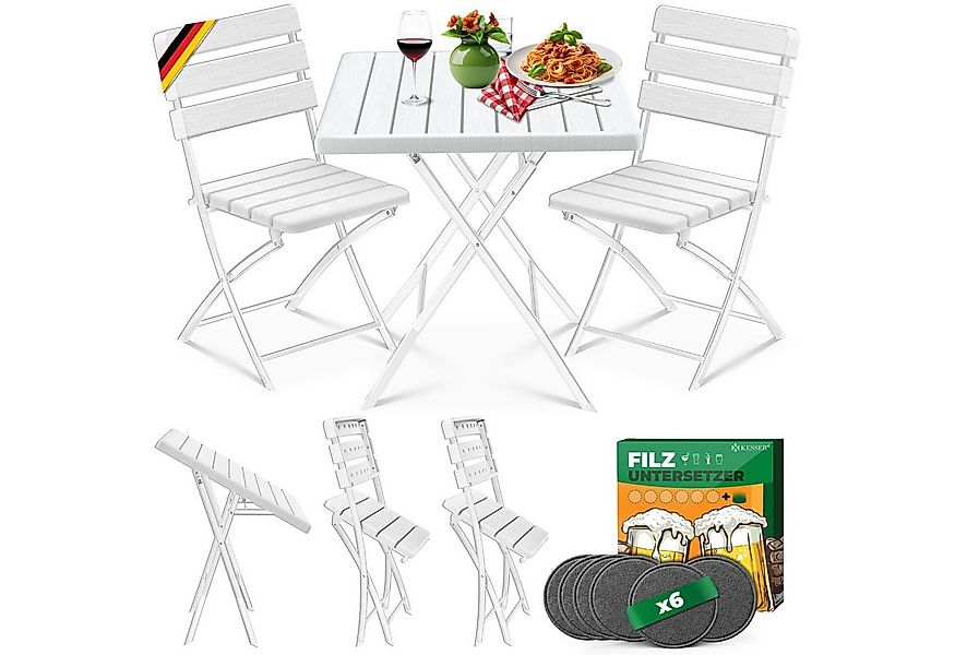 KESSER Bistrotisch 3-teiliges Bistroset (3-St., 1x Balkontisch mit 2 Stühle günstig online kaufen
